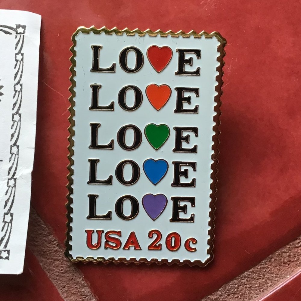 USPS Vintage Love Stamp Pin Authenticity Certificate 1980s New Old Stock